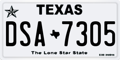 TX license plate DSA7305