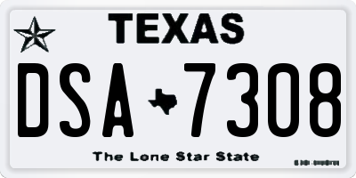 TX license plate DSA7308