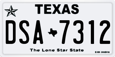 TX license plate DSA7312