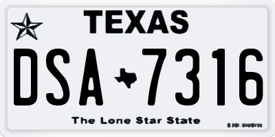 TX license plate DSA7316