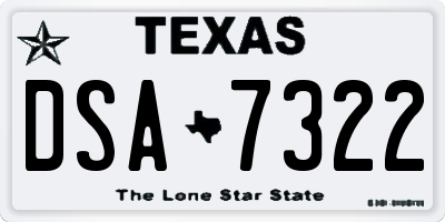 TX license plate DSA7322