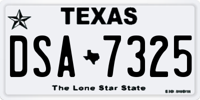 TX license plate DSA7325