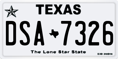 TX license plate DSA7326