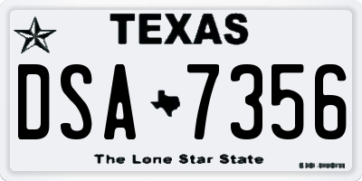TX license plate DSA7356