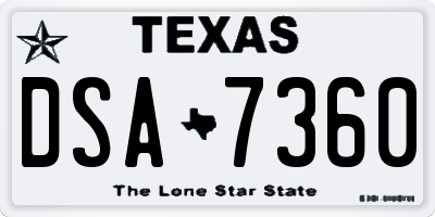 TX license plate DSA7360