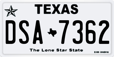 TX license plate DSA7362