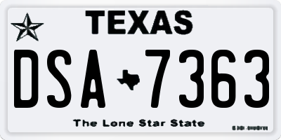 TX license plate DSA7363