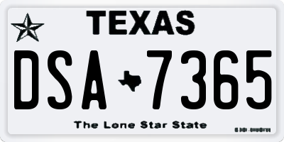 TX license plate DSA7365