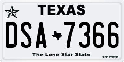 TX license plate DSA7366
