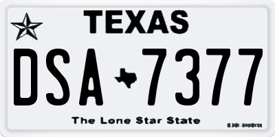 TX license plate DSA7377