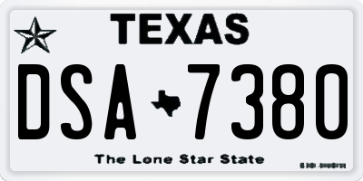 TX license plate DSA7380