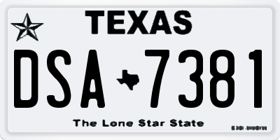 TX license plate DSA7381
