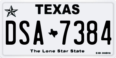 TX license plate DSA7384