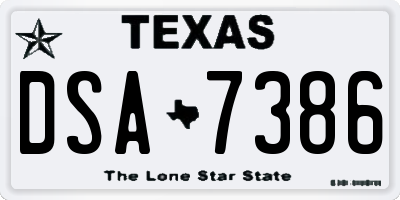 TX license plate DSA7386