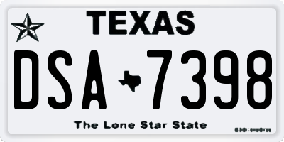 TX license plate DSA7398