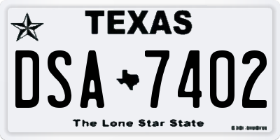 TX license plate DSA7402