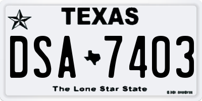 TX license plate DSA7403