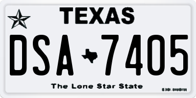 TX license plate DSA7405