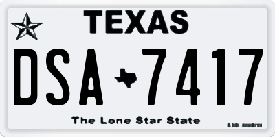 TX license plate DSA7417