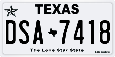 TX license plate DSA7418