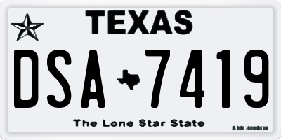 TX license plate DSA7419