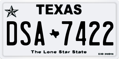 TX license plate DSA7422