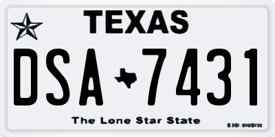 TX license plate DSA7431