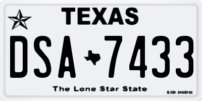 TX license plate DSA7433