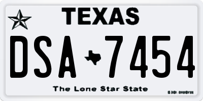 TX license plate DSA7454