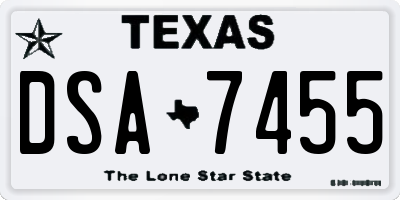TX license plate DSA7455