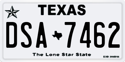 TX license plate DSA7462