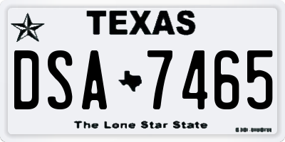 TX license plate DSA7465