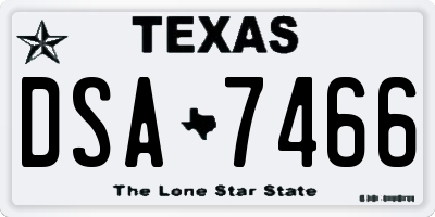 TX license plate DSA7466