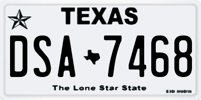 TX license plate DSA7468