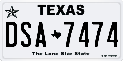 TX license plate DSA7474