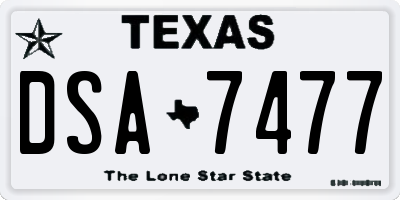TX license plate DSA7477