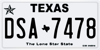 TX license plate DSA7478