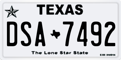 TX license plate DSA7492
