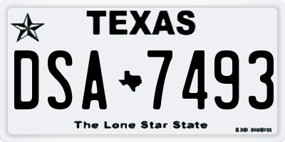 TX license plate DSA7493