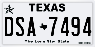 TX license plate DSA7494