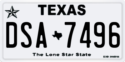 TX license plate DSA7496