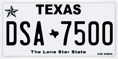 TX license plate DSA7500