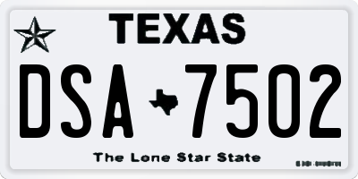 TX license plate DSA7502