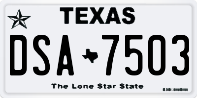 TX license plate DSA7503
