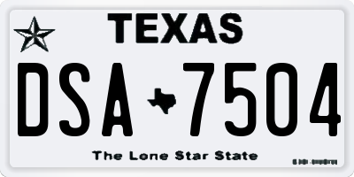 TX license plate DSA7504