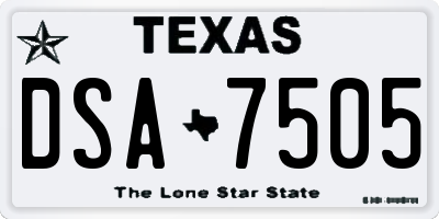 TX license plate DSA7505