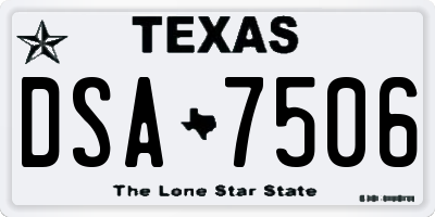 TX license plate DSA7506