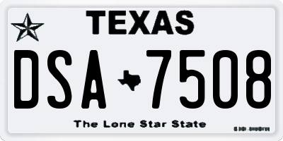 TX license plate DSA7508