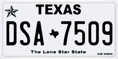 TX license plate DSA7509