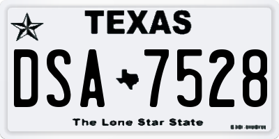 TX license plate DSA7528